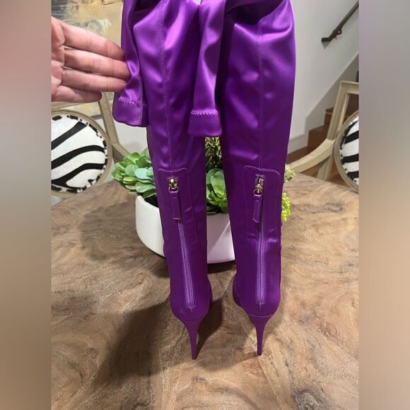 Aquazurra Satin over the knee boots size 38 (US size 7.5) NWT - Picture 8 of 16